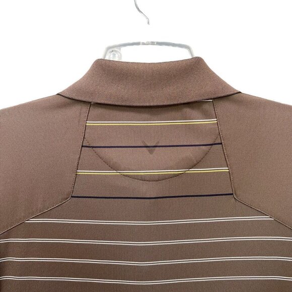Callaway Mens Golf Polo Size XL Brown Stripe Brookside Country Club Tournament - Picture 5 of 9